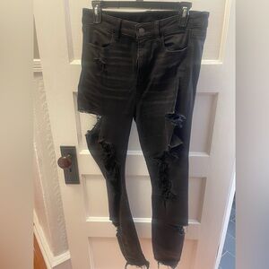 American Eagle Outfitters Black Distressed Skinny Jeans